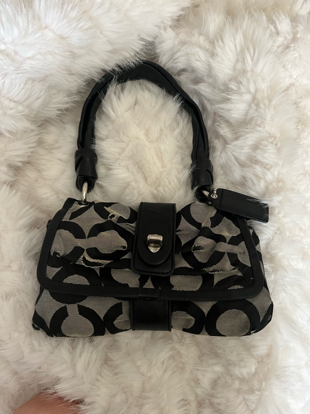 Black Signature Pattern vintage Coach Shoulder Bag